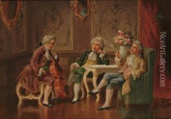 The Recital; The Wine Connoisseurs Oil Painting - Alexander Austen