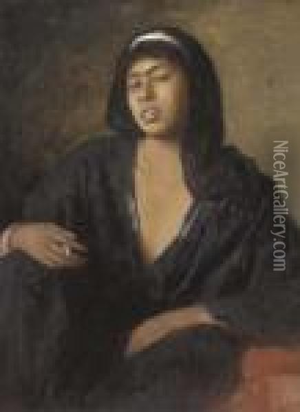 A Young Nubian Girl Oil Painting - Leopold Carl Muller