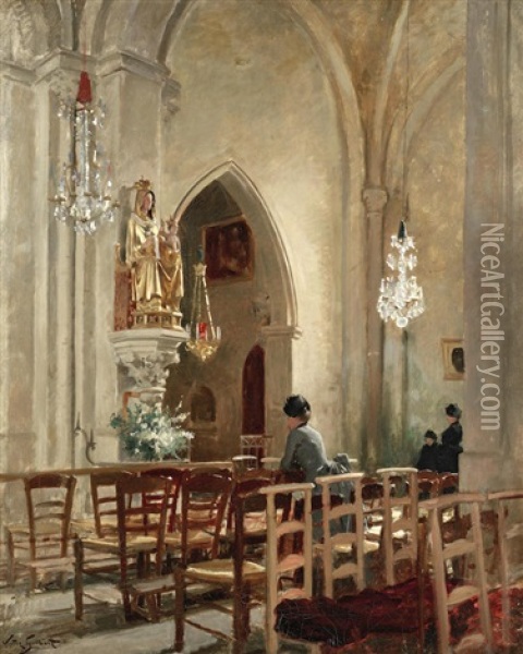 Lady At Prayer Oil Painting - Victor Gabriel Gilbert
