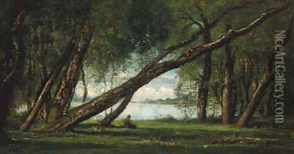 La Seine a Croisy Oil Painting - Nicolas Louis Cabat