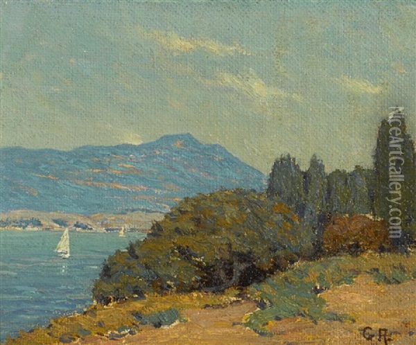 Boats On Richardson Bay With Mt. Tamalpais In The Distance Oil Painting - Granville S. Redmond