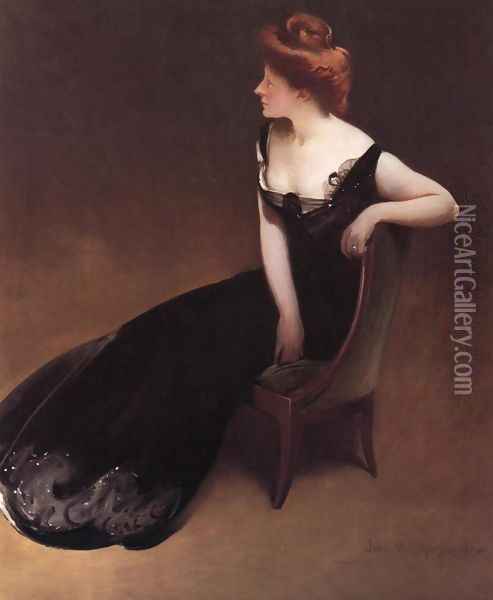Portrait Of Mrs V (Mrs Herman Duryea) Oil Painting - John White Alexander