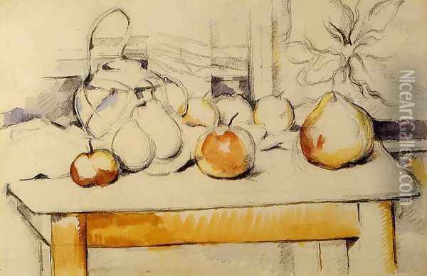 Ginger Jar And Fruit On A Table Oil Painting - Paul Cezanne