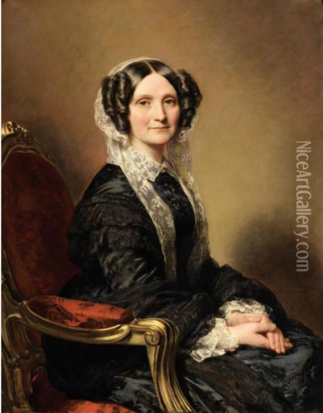 Portrait De Madame Francois-marie Delessert Oil Painting - Franz Xavier Winterhalter