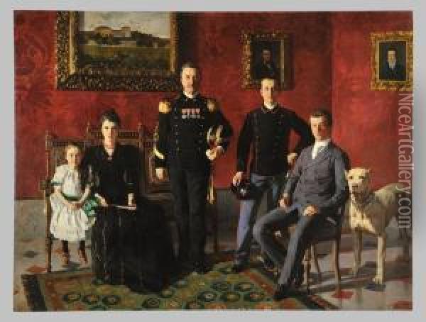 Ritratto Di Famiglia Oil Painting - Cesare Viazzi