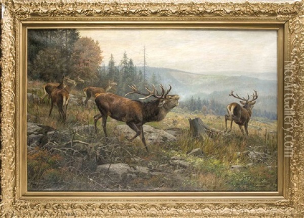 Jagdmaler Im Harz Oil Painting - Carl Zimmermann