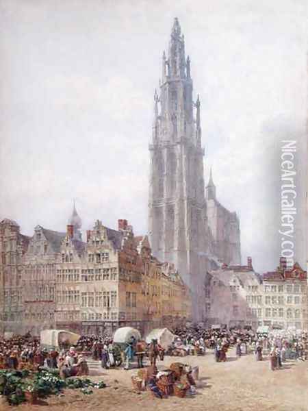 Grande Place Antwerp Oil Painting - Samuel John Hodson