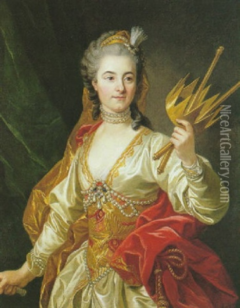 Portrait De Mademoiselle De Malboissiere En Melpomene Oil Painting - Louis Michel van Loo