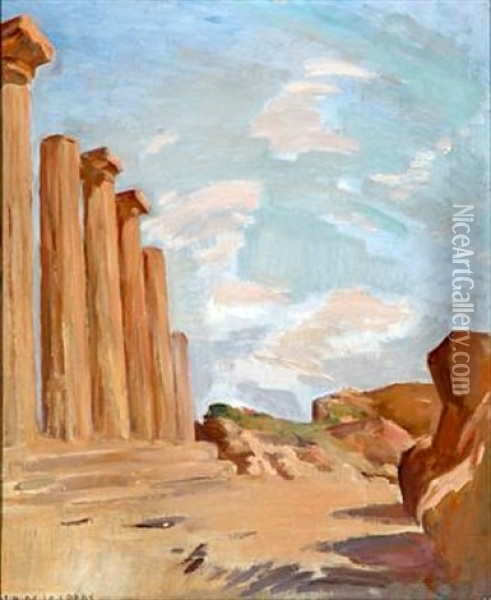 Tempel I Girgenti, Sicilien Oil Painting - Marius Hammann