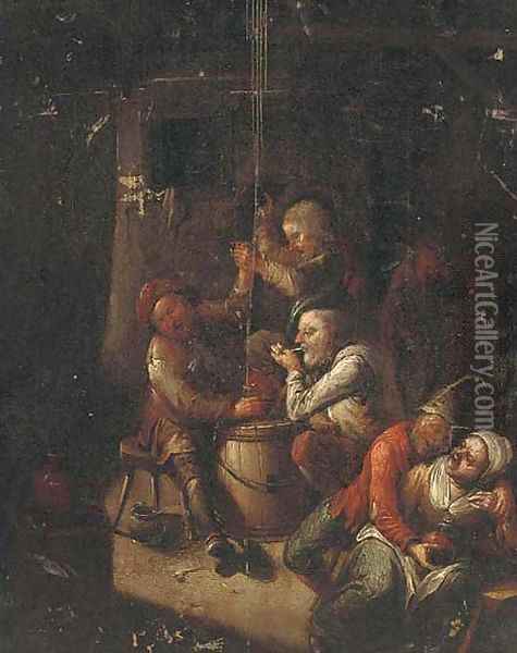 Boors smoking and drinking in a tavern 2 Oil Painting - Egbert van, the Younger Heemskerck