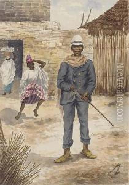 Costumes, Customs, And Views In Senegal Oil Painting - Maurice Vincent-Duportal