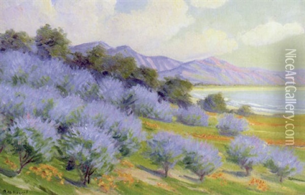 Bay Of Santa Barbara Oil Painting - Arthur Merton Hazard