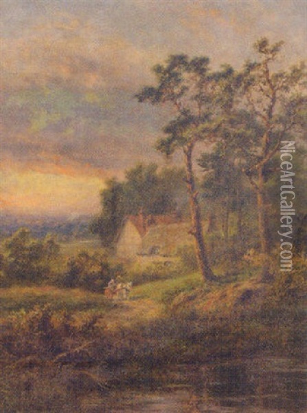 Near Dorking, Surrey Oil Painting - Robert Gallon