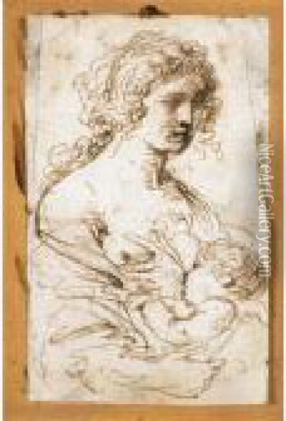 Donna Che Allatta Oil Painting - Guercino