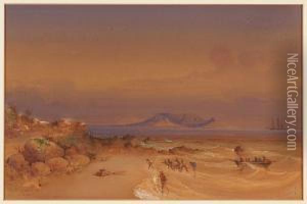 Table Bay From The Reach Oil Painting - Thomas William Bowler