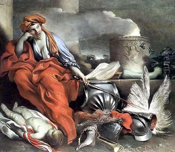 Medea Oil Painting - Giovanni Benedetto Castiglione