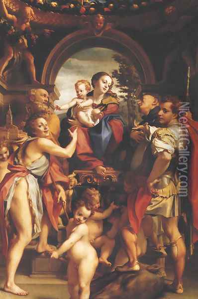 Madonna of St. George (Madonna di san Giorgio) Oil Painting - Antonio Allegri da Correggio