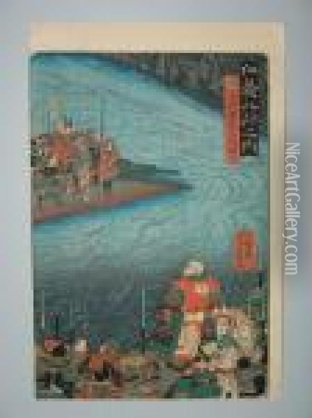 Takeda Shingen Oil Painting - Utagawa or Ando Hiroshige