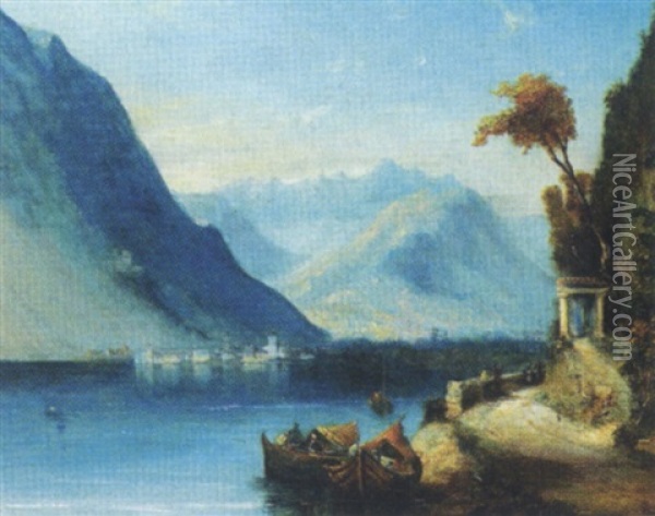 On Lake Como Oil Painting - William Linton