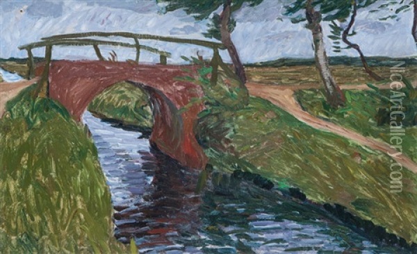 Brucke In Oberneuland Oil Painting - August Haake