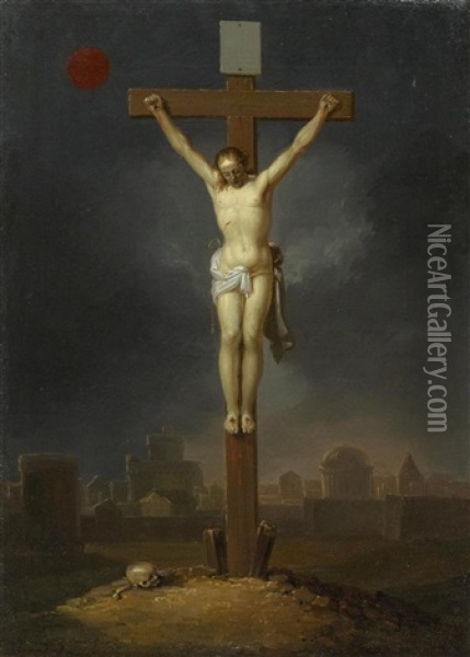 Christ On The Cross Oil Painting - Januarius Johann Rasso Zick