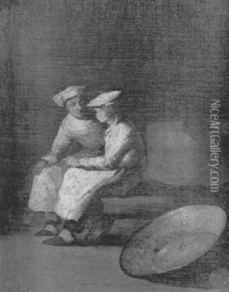 Les Deux Marmitons Oil Painting - Theodule Ribot