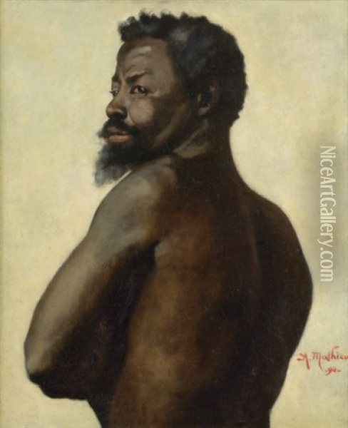 Portrait D'africain Oil Painting - Antoine Mathieu