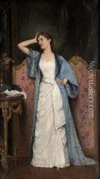 Jeune Femme Dans Un Interieur Oil Painting - Auguste Toulmouche