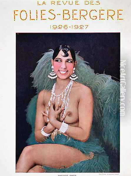 Josephine Baker (1906-75), illustration for the cover of a programme at the Folies Bergere, 1926-7 Oil Painting - Walery, Stanislas