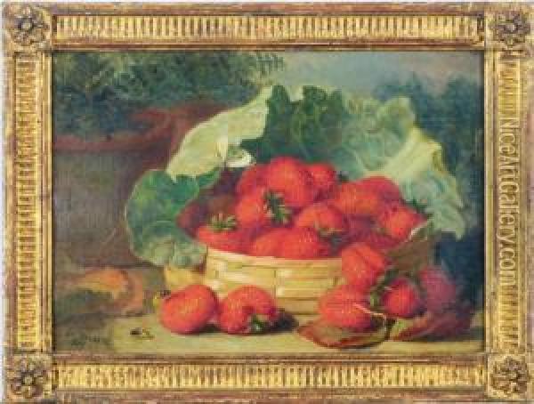 Strawberries In A Basket; And A Companion Painting Oil Painting - Eloise Harriet Stannard