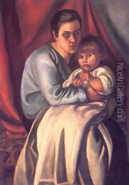 Mother and Child 1918 Oil Painting - Bela Kondor