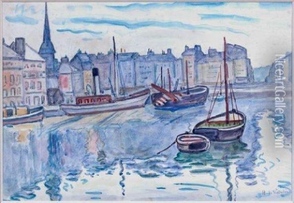 Vieux Bassin A Honfleur Oil Painting - Henri Lienard De Saint-Delis
