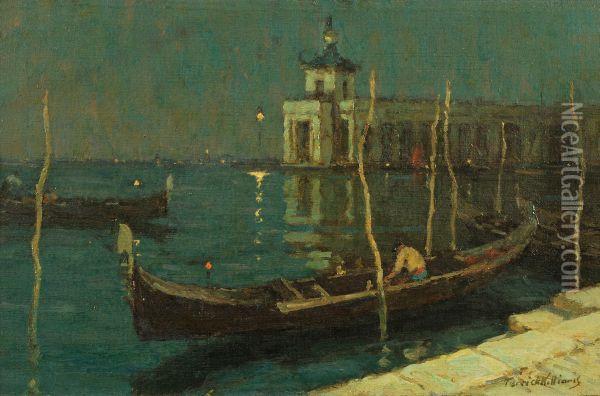 The Dogana By Night, Venice Oil Painting - Terrick John Williams