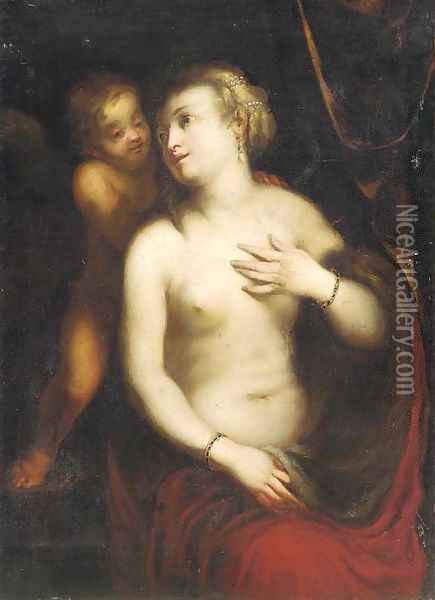 Venus and Cupid Oil Painting - Prague School