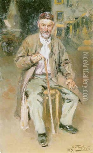 Portrait Of A Seated Turk Oil Painting - Vladimir Egorovich Makovsky