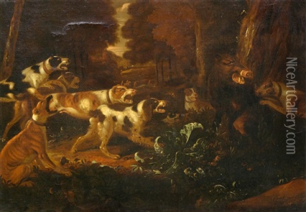 The Boar Hunt Oil Painting - Adriaen Cornelisz Beeldemaker