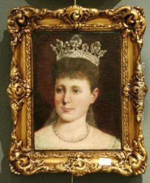 Retrato De La Reina Maria Cristina Oil Painting - Manuel Wessel De Guimbarda