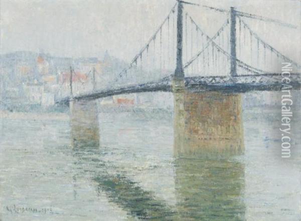 Le Pont Suspendu De Triel Sur Seine Oil Painting - Gustave Loiseau