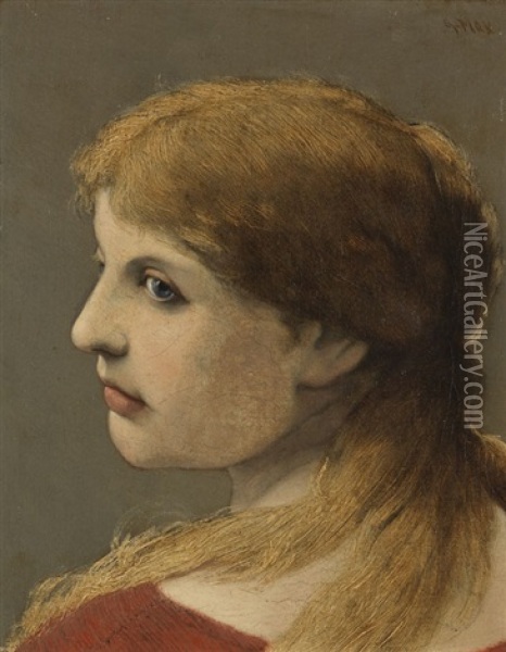 Portrait Einer Jungen Dame Oil Painting - Gabriel von Max