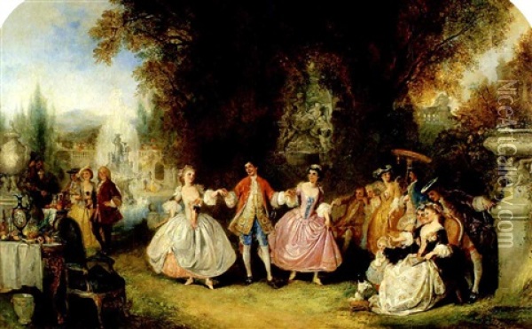 Fete Champetre In The Garden Of A Country Estate Oil Painting - Henry Andrews