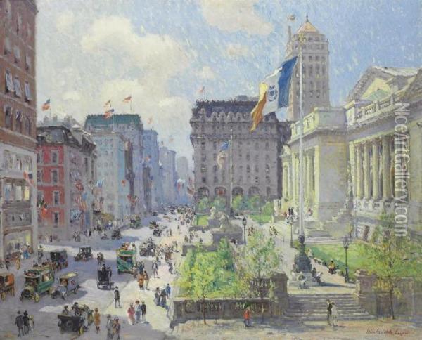 New York Public Library Oil Painting - Colin Campbell Cooper