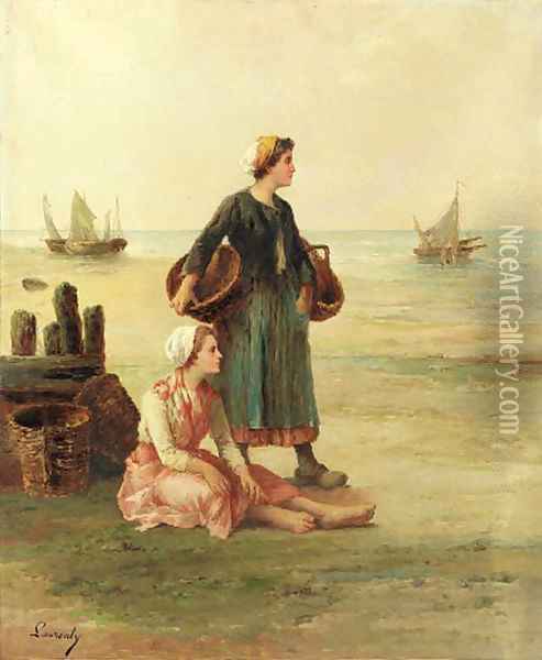 The fisherman's wives Oil Painting - Continental School