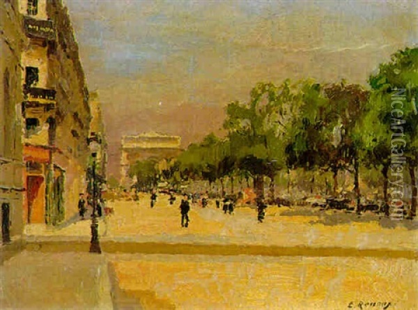 Avenue Des Champs-elysees Oil Painting - Jules Ernest Renoux