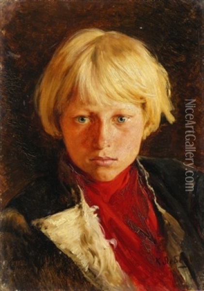 Portrat Eines Jungen Mit Blondem Haar Oil Painting - Klavdiy Vasilievich Lebedev