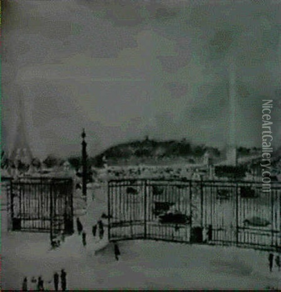 Paris, Place De La Concorde Oil Painting - Lucien Adrion
