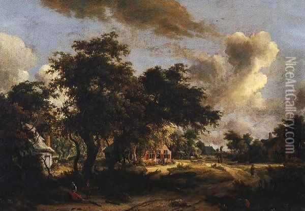 Village Among Trees 1665 Oil Painting - Meindert Hobbema