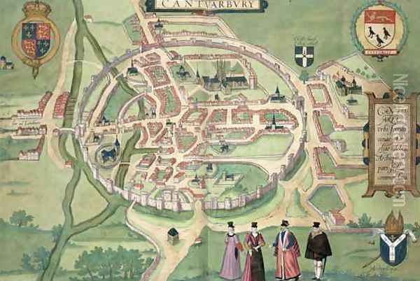 Map of Canterbury from Civitates Orbis Terrarum Oil Painting - Joris Hoefnagel