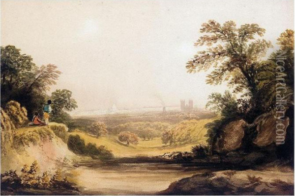 A View Of London From Richmond Oil Painting - Nicholson, F.
