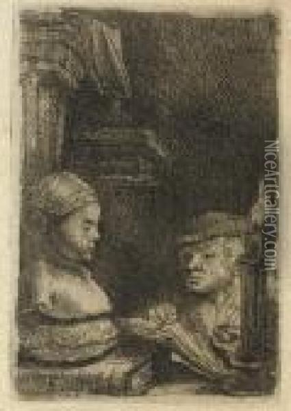 A Man Drawing From A Cast (b., Holl. 130; H. 191) Oil Painting - Rembrandt Van Rijn