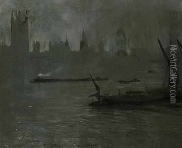 Houses Of Parliament Oil Painting - Walter Greaves